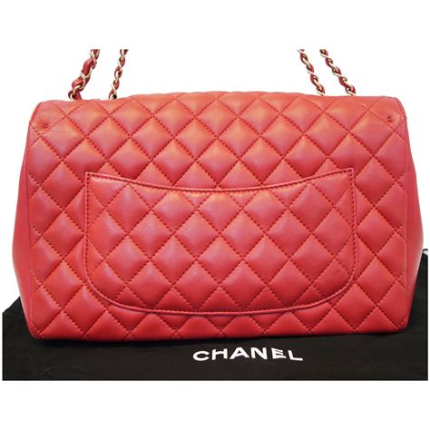 chanel chain red large flap bag